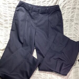 Brooks Brothers 346 Advantage Navy Blue Pleated Wide Leg Cotton Chinos Pants 10